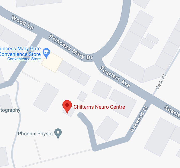 Map showing parking near the Chilterns Neuro Centre